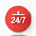 24/7 availability icon.